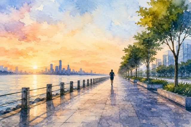 watercolor-city-waterfront-sunset-runner