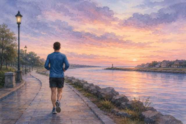 watercolor-coastal-sunset-promenade-runner