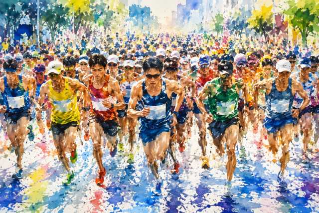 watercolor-crowded-marathon-race-start-runners