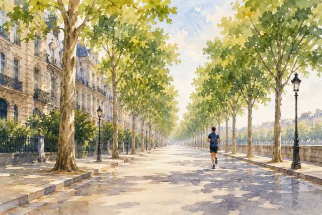 watercolor-european-riverfront-boulevard-runner