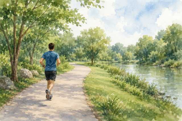 watercolor-green-riverbank-park-runner