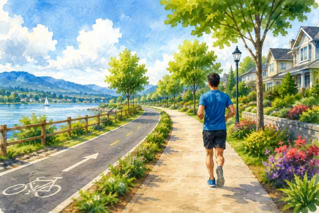watercolor-lakefront-neighborhood-running-path