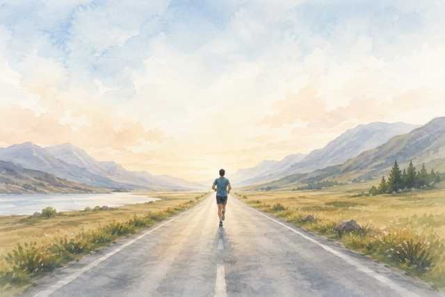 watercolor-mountain-valley-road-runner