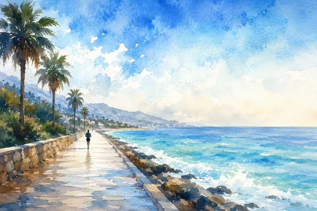 watercolor-palm-coastline-running-promenade