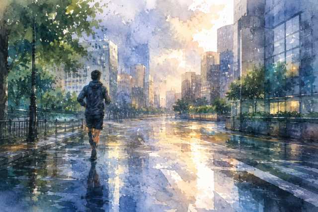 watercolor-rain-soaked-downtown-street-runner
