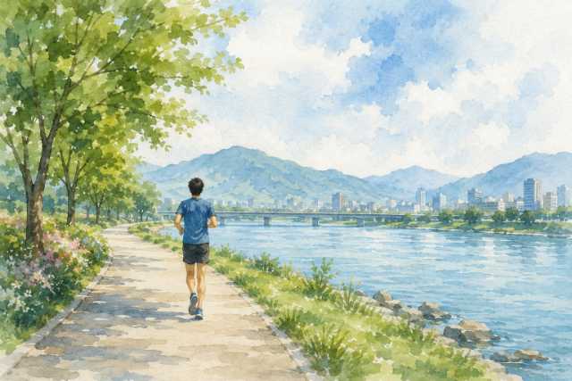 watercolor-river-and-mountain-city-runner