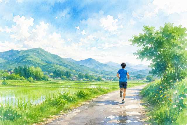 watercolor-rural-rice-field-mountain-runner