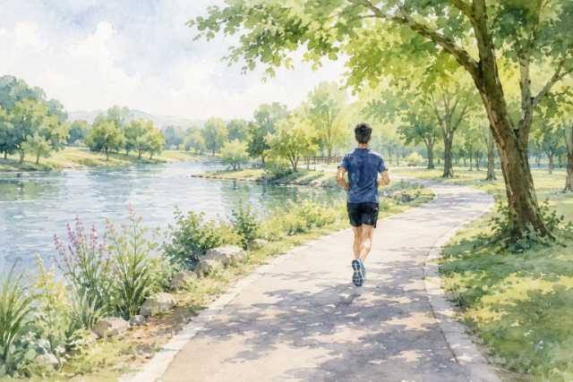 watercolor-shaded-riverside-park-runner