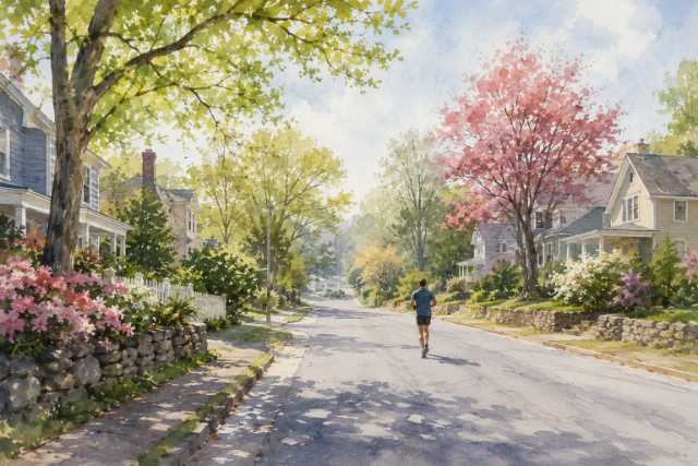 watercolor-spring-neighborhood-street-runner