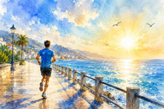 watercolor-sunny-seaside-promenade-runner