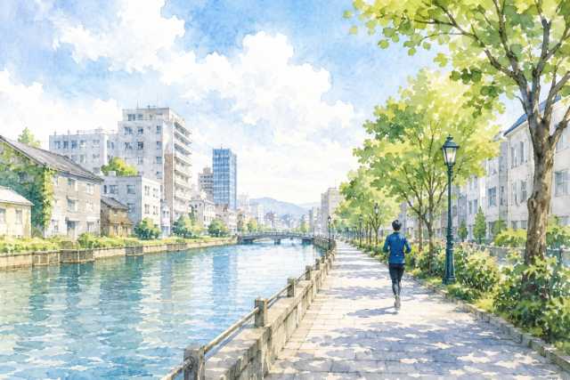 watercolor-urban-canal-running-promenade