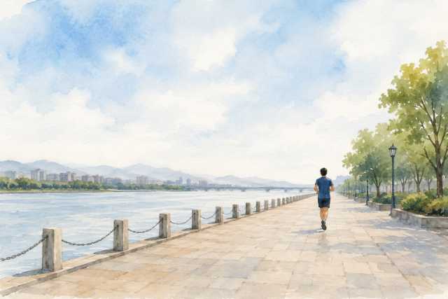 watercolor-wide-riverfront-promenade-runner