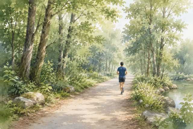 watercolor-woodland-lakeside-trail-runner